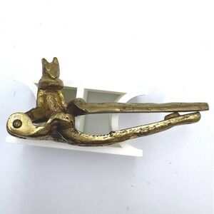 Andrea by Sadek Vintage Brass Squirrel Nutcracker Made in Japan 6 Inch Gold